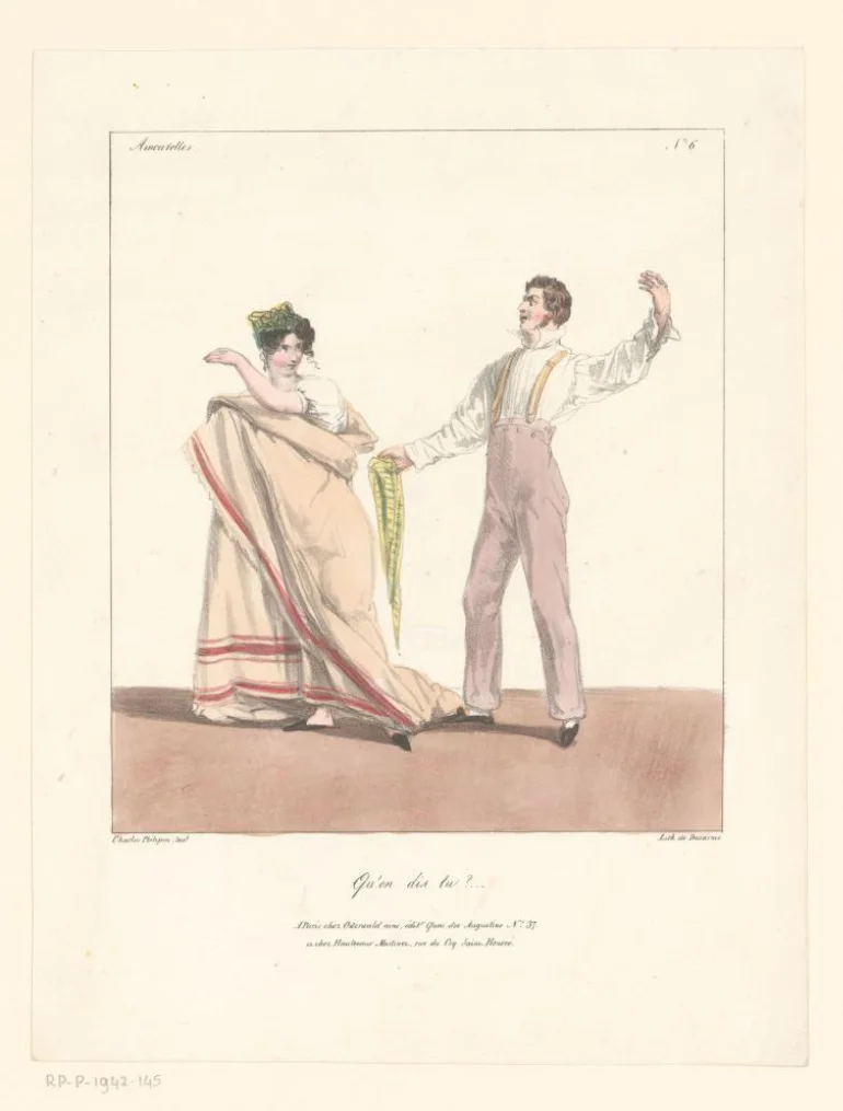 Gravure de Charles Philipon : un homme et une femme se disputent